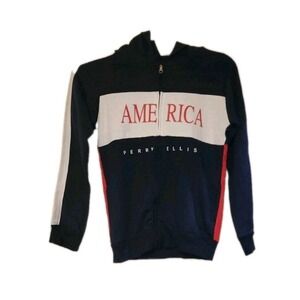 Boys Perry Elllis America Hoodie Preteen  10/12 Blue, Red White NWOT NEVER WORN